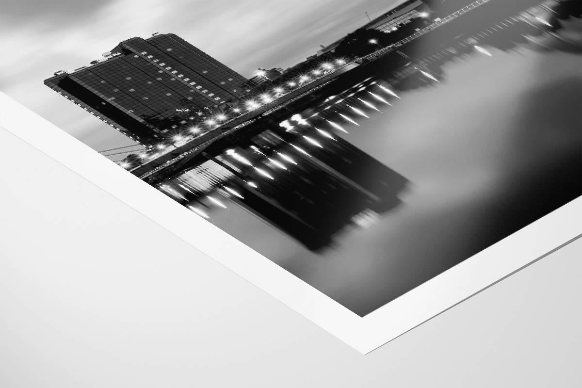 Armadillo Glasgow monochrome cityscape print corner detail