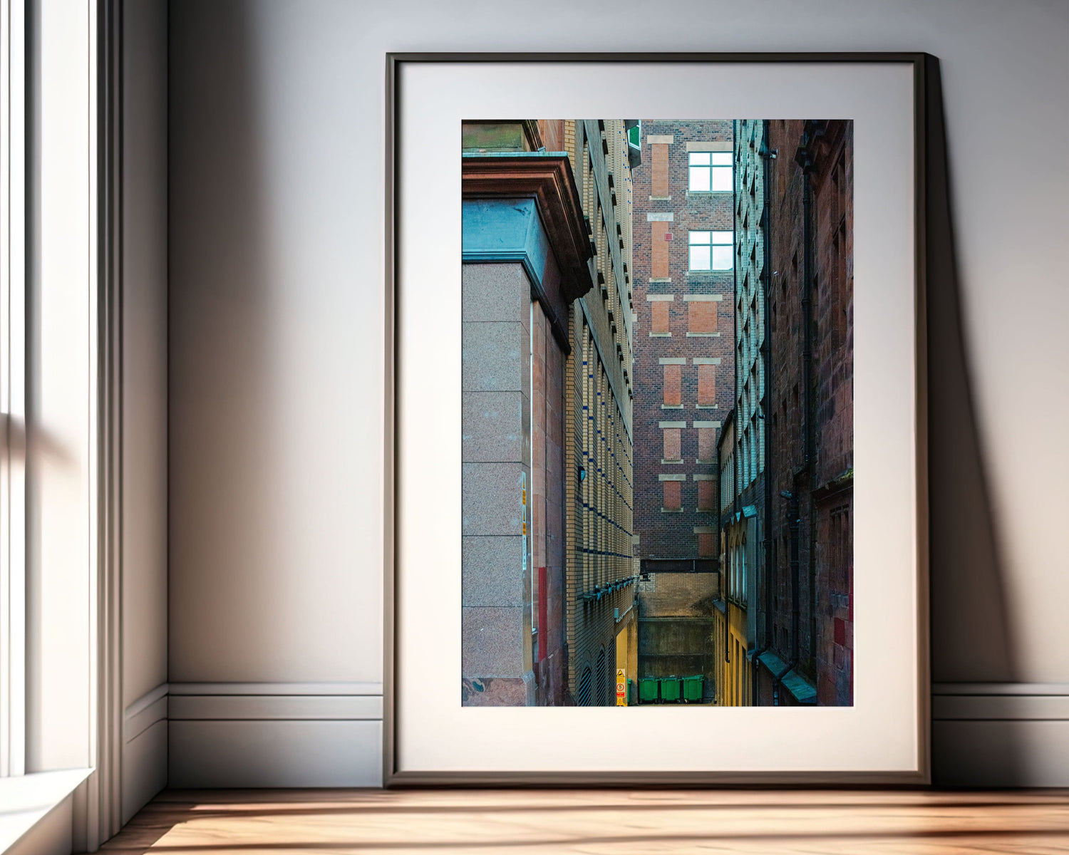 Glasgow Alleyway Print in frame mockup