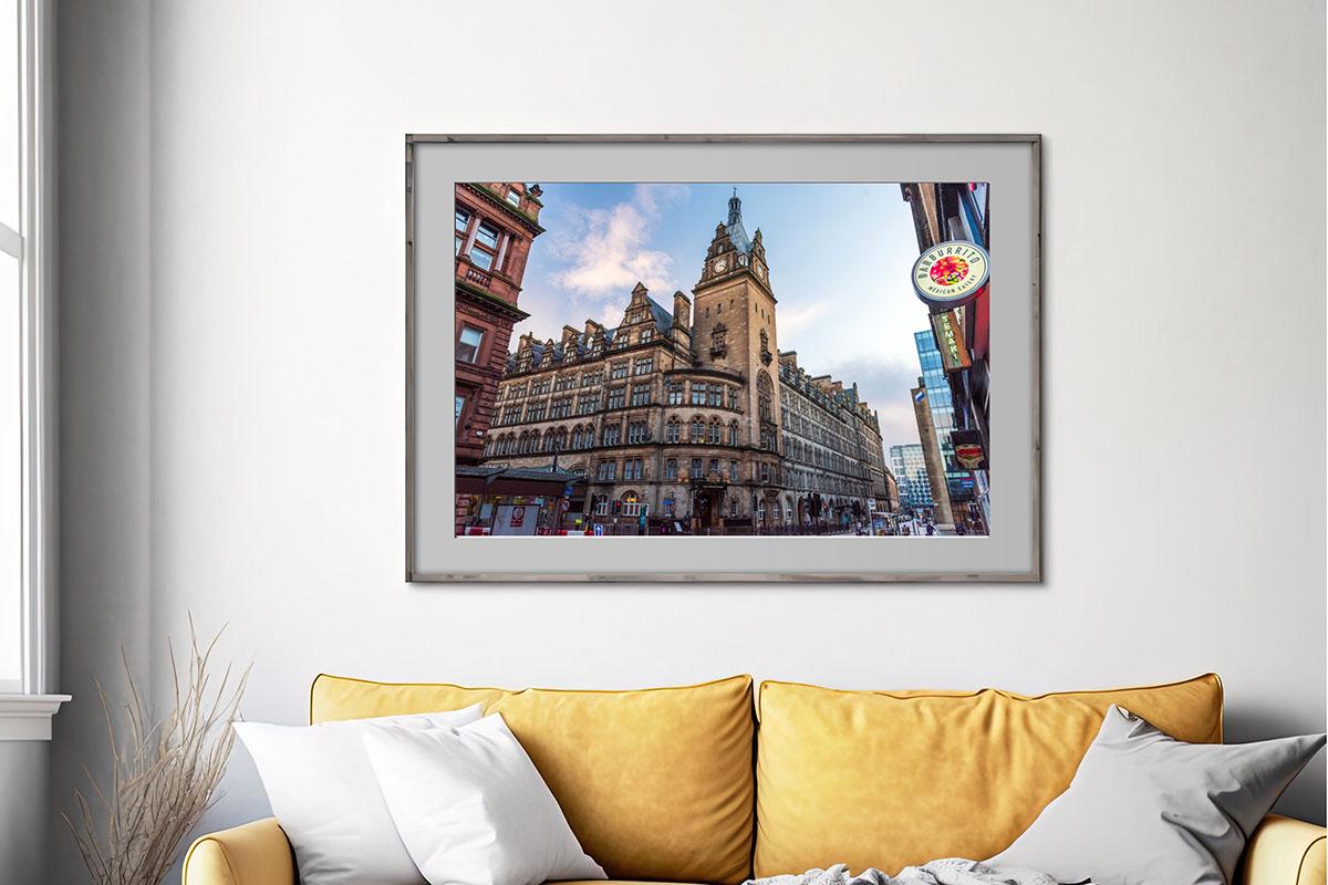 Glasgow Central Clock Tower photo print in frame on wall