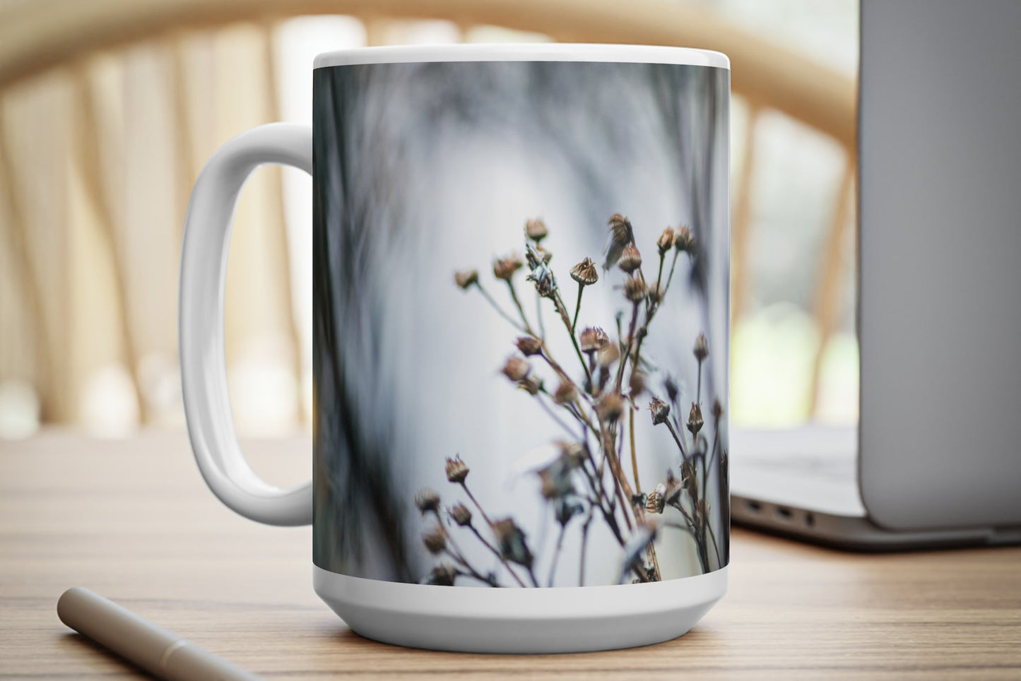 Glasgow Green Dead Flower 15oz mug mockup high res on desk