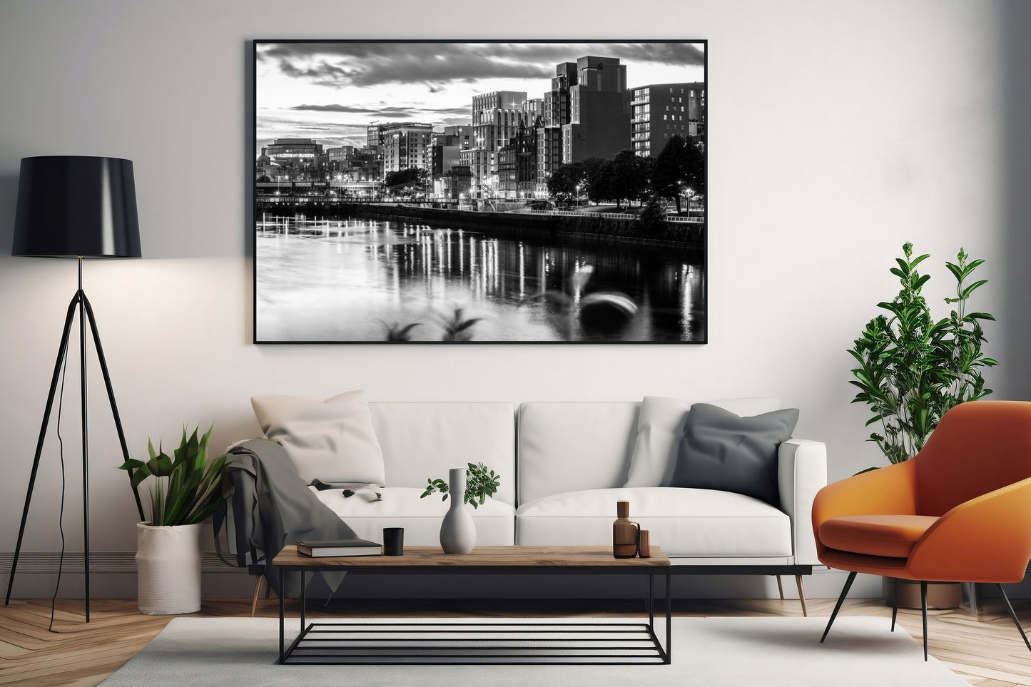 Glasgow Cityscape at Night | Black and White Photo Print