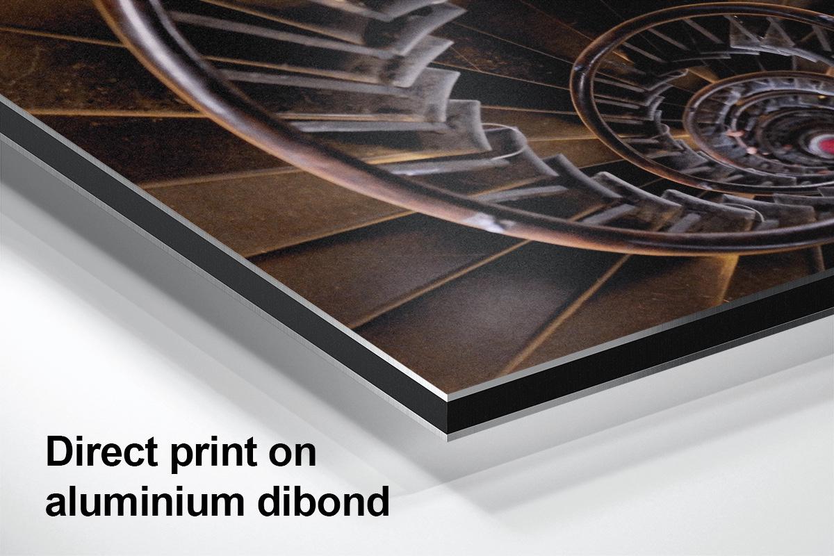 London monument staircase aluminium sample with text