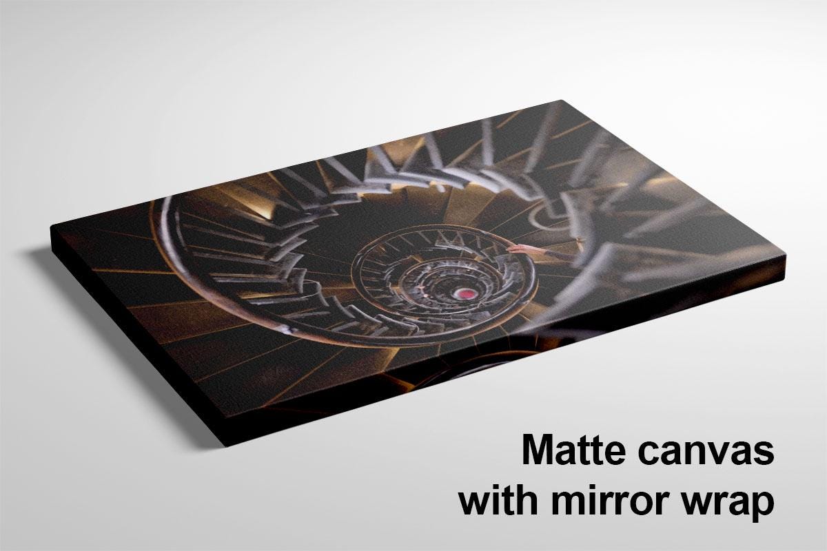 London monument staircase canvas mirror wrap sample with text