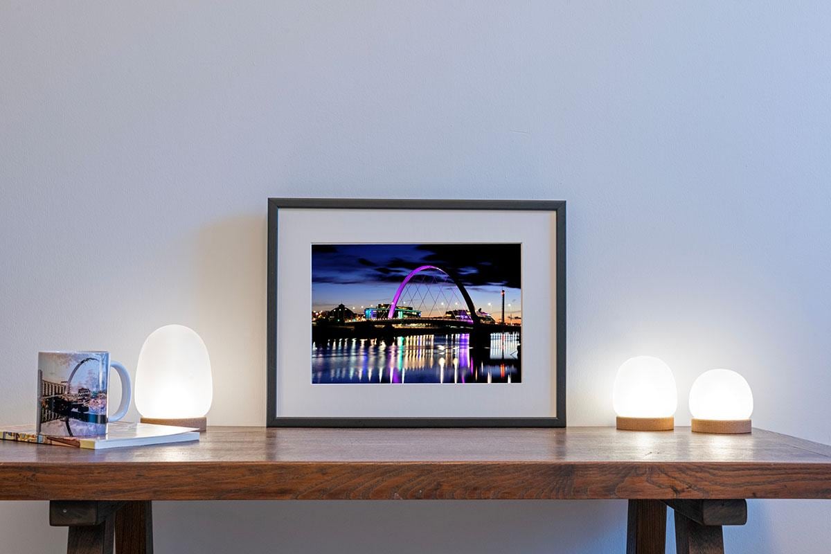 Squinty Bridge colour print in small frame on table