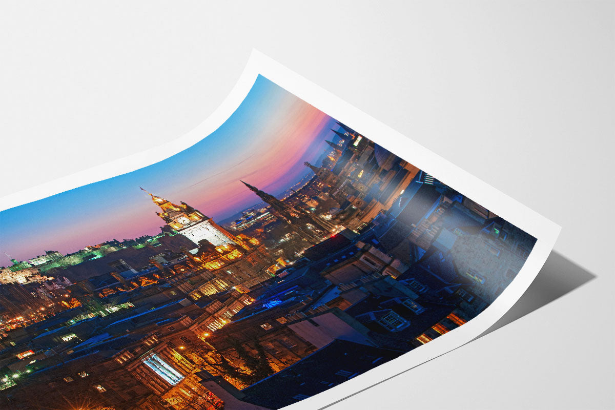 Edinburgh cityscape colour photo print mockup