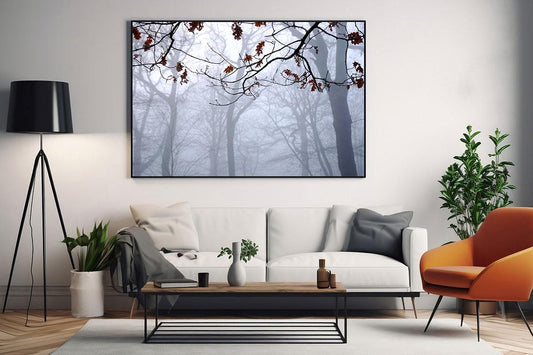 Burst of Colour London Highgate Wood wall art in frame in living room 