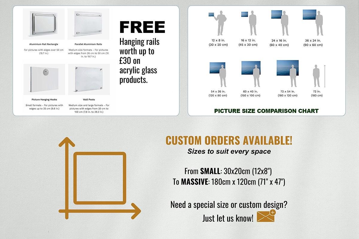 Custom orders hanging rails size chart