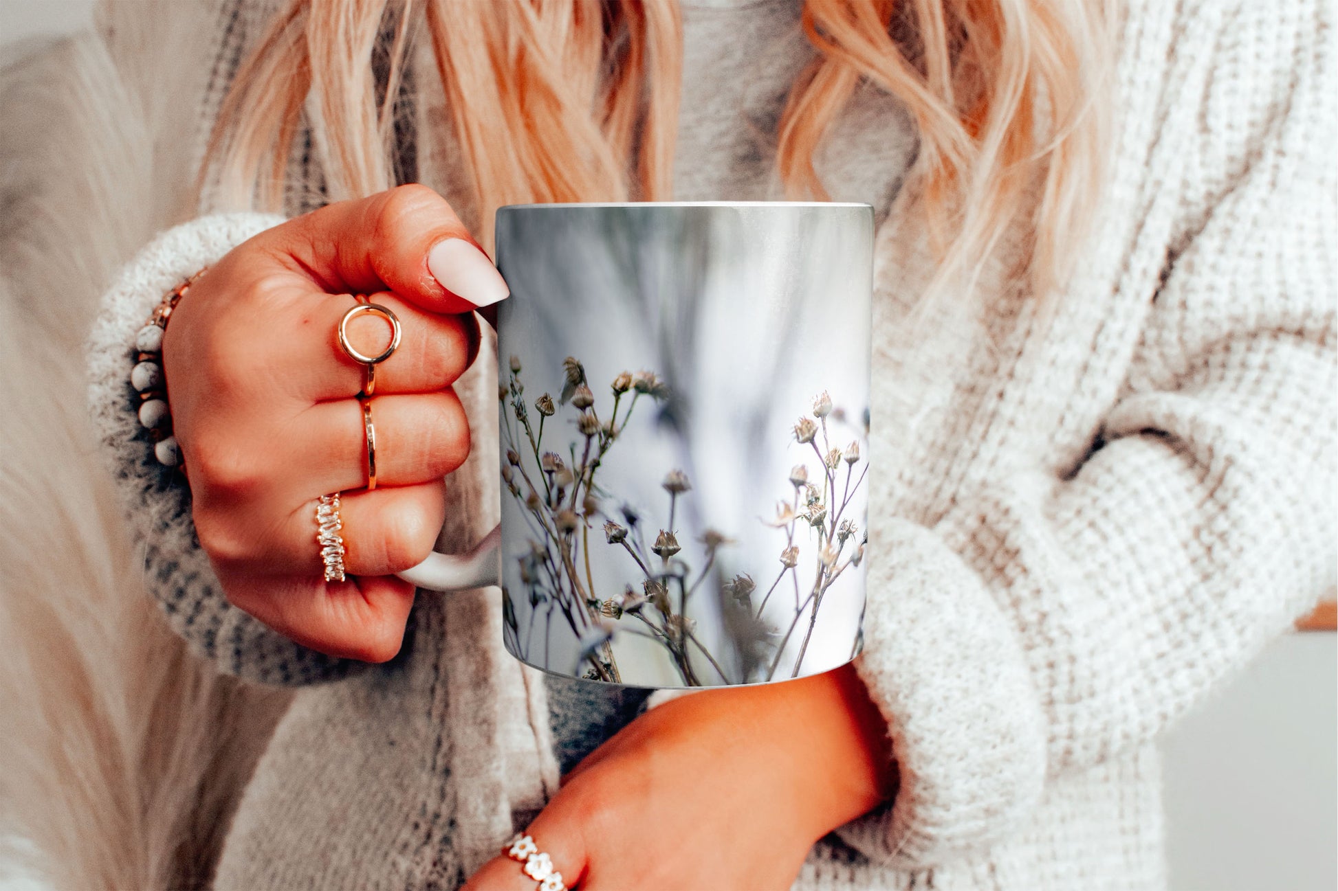 Glasgow Green Dead Flower 11oz mug hand model mockup high res