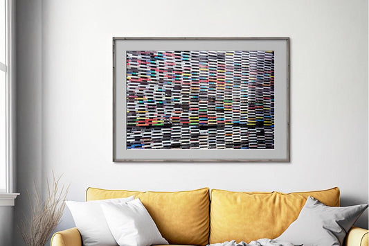 Wall of Sound cassette tapes photo print in frame on wall